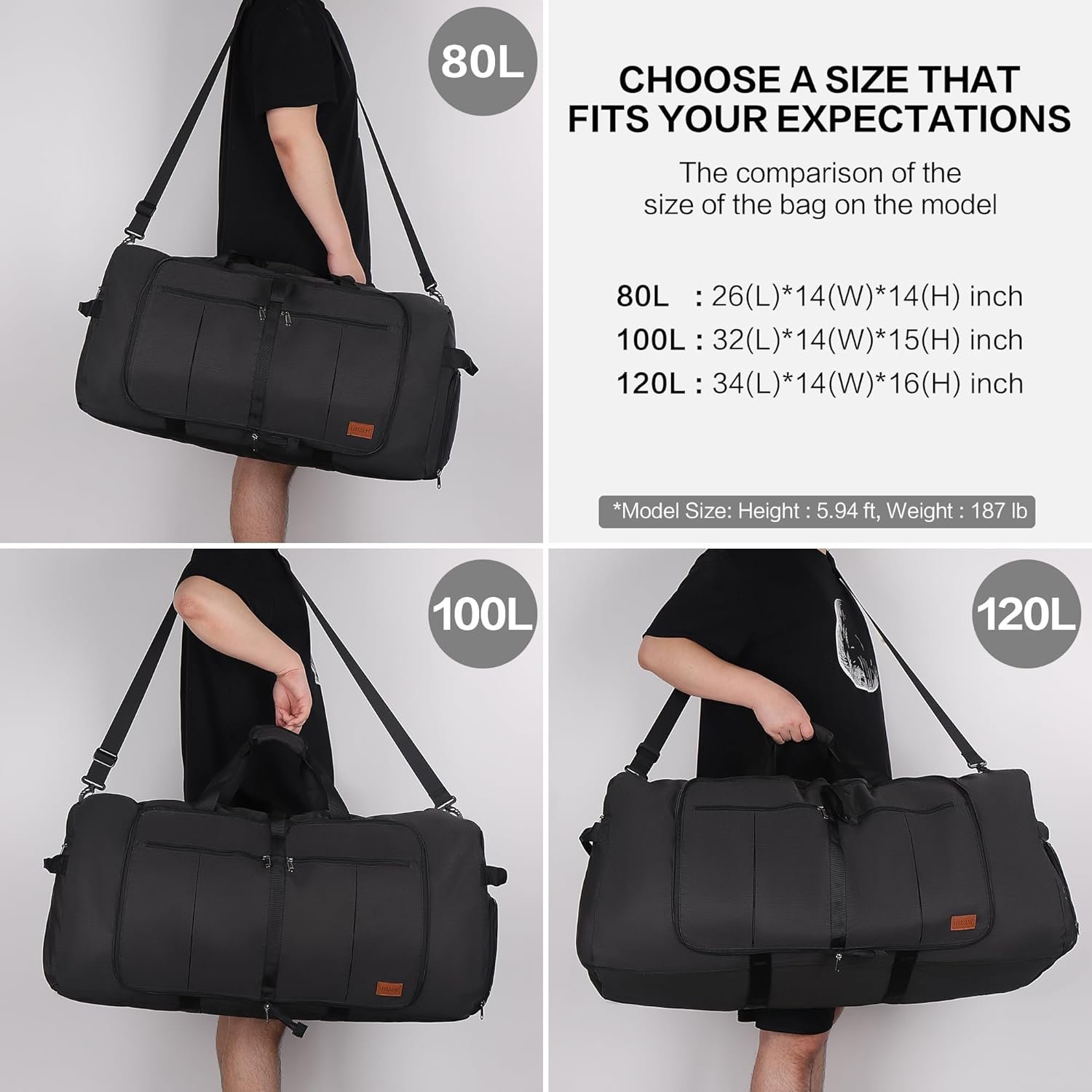 120L Foldable Collapsible Waterproof Travel Duffel Bag for Men and Women with Shoe Compartment.jpg