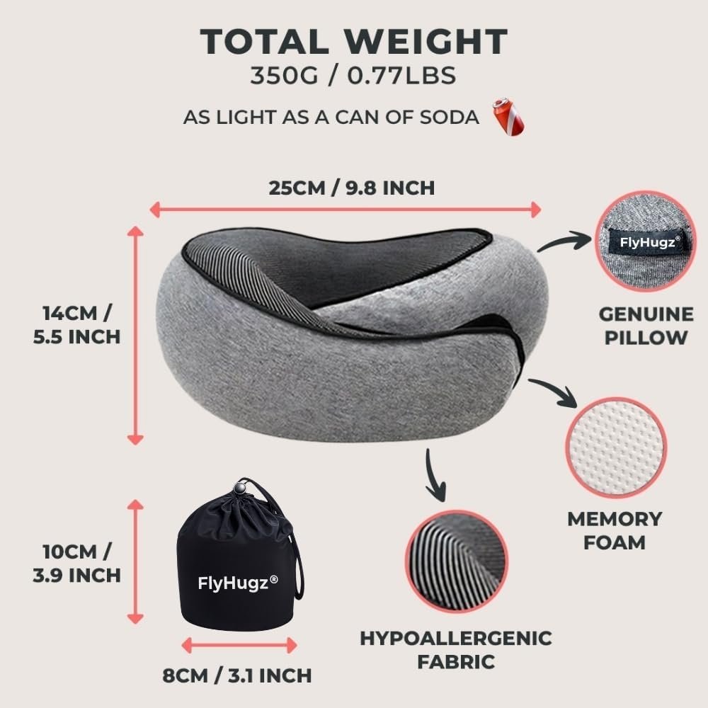 1769296068 FlyHugz® Neck Travel Pillow Memory Foam Neck Pillow for Comfort on Airplane Compact and Ergonomic Design for Travel Car Rides and Home Use Ideal for Adults and Kids.jpg