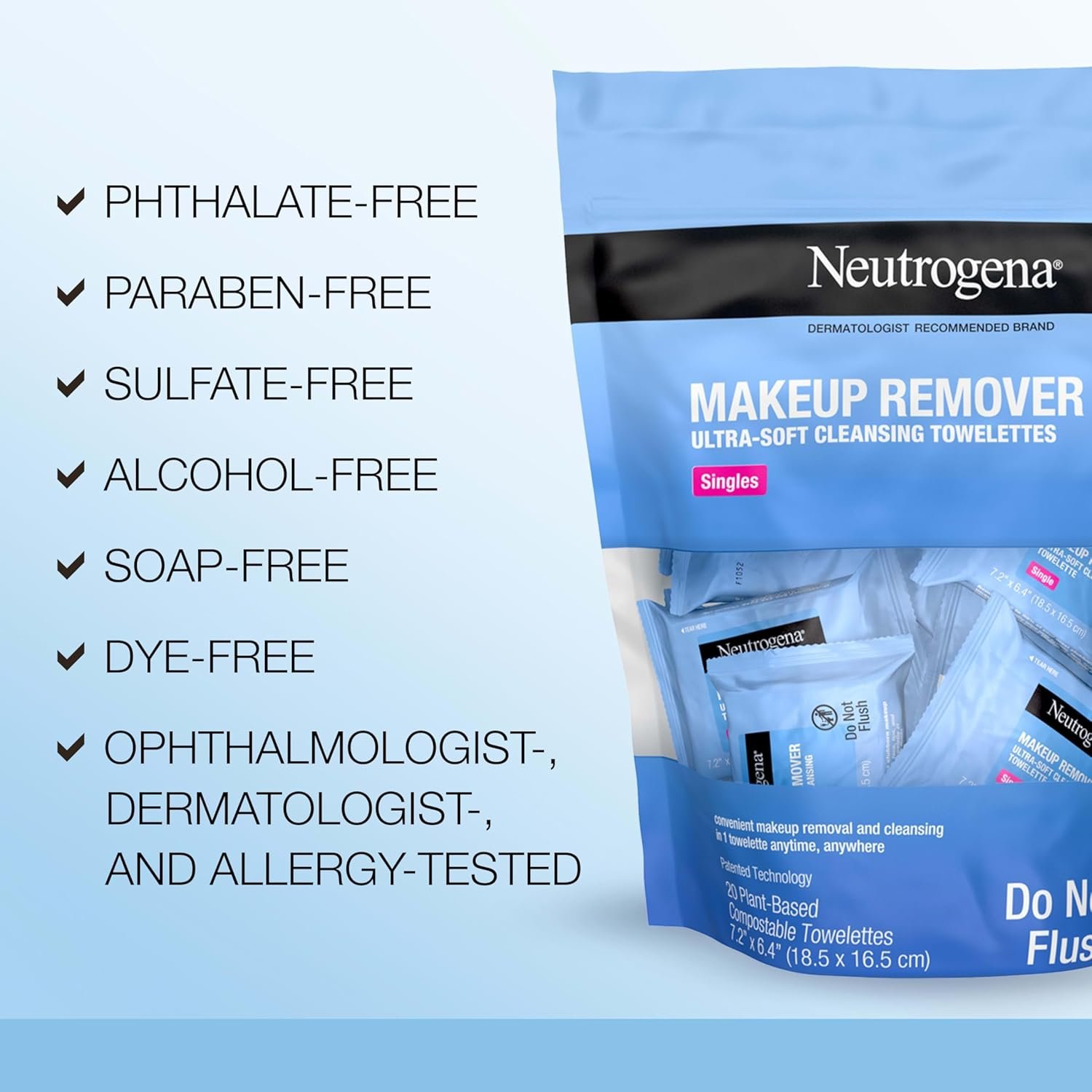 1769307224 Neutrogena Makeup Remover Wipes Daily Single Face Cleansing Towelettes Makeup Removing Cleansing Wipes Removes Dirt Oil Alcohol Free Face Towelettes 20 ct.jpg