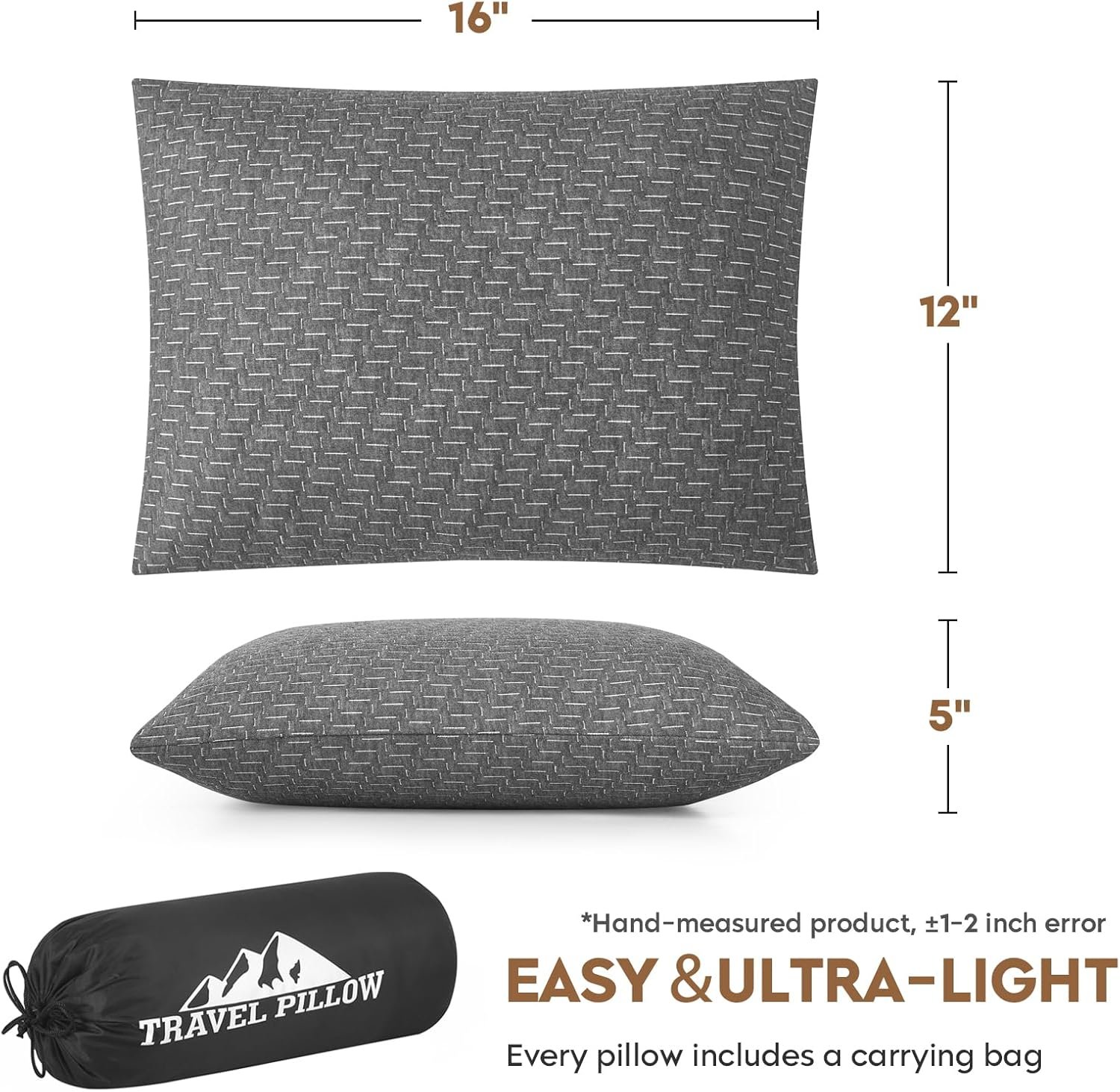 1769309285 Small Shredded Memory Foam Pillow Camping Pillow Travel Pillow Compressible Medium Firm Breathable Cover Ideal Backpacking Hiking Airplane and Car.jpg