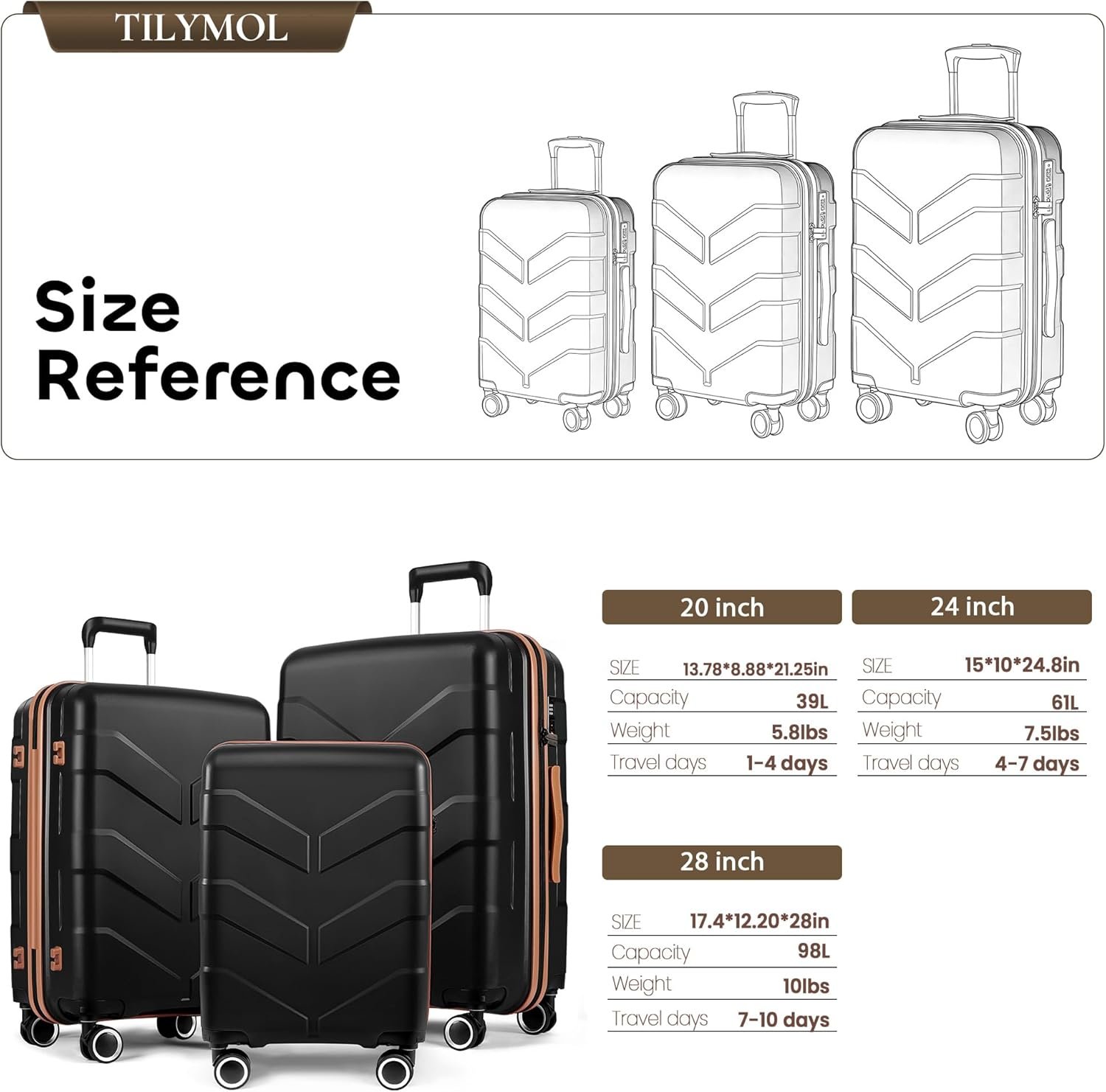 1769311352 Luggage Sets 3 Piece with Spinner Wheel Hardside Suitcase Set with TSA Lock Expandable Lightweight Travel Luggage for Men and Women Black.jpg