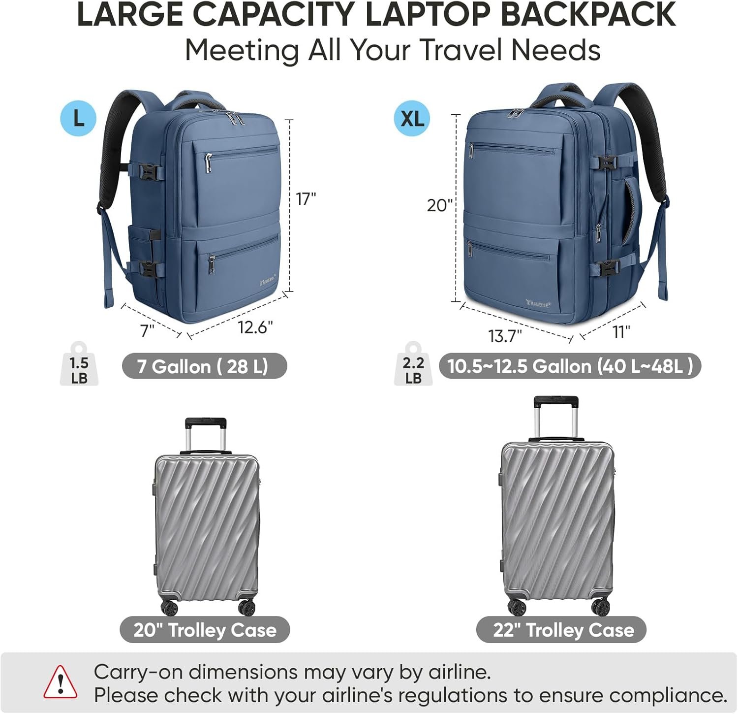 1769314373 BALEINE Travel Backpack for Women Men Large Sturdy Carry On Laptop Backpack Gifts for Business Casual Weekender Hiking Large Dusty Blue.jpg
