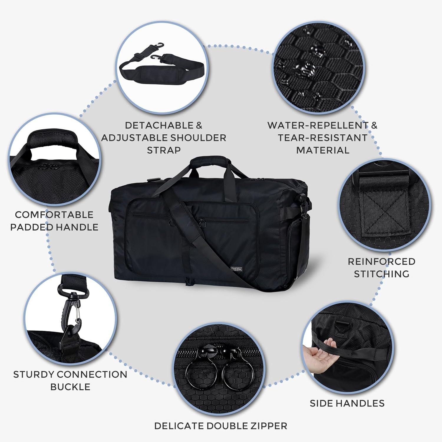 1769320547 Fmeida 65L Duffle Bag with Shoes Compartment Foldable Travel Duffel Bags for Men Women Large Packable Travel Bag Water Repellent Tear Resistant Black.jpg