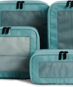 Aerotrunk Compression Packing Cubes for Travel - Luggage Organizer Bags - Double Zipper Packing Cubes for Suitcases (4-Pack, Teal)