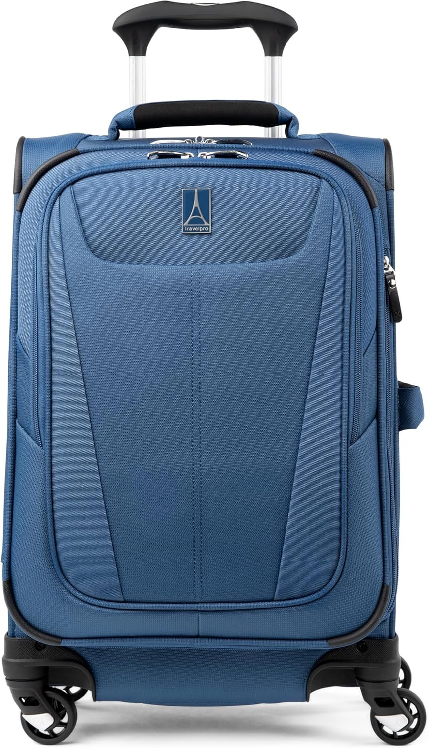 Travelpro Maxlite 5 Softside Expandable Luggage with 4 Spinner Wheels, Lightweight Suitcase, Men and Women, Ensign Blue, Compact Carry-on 20-Inch