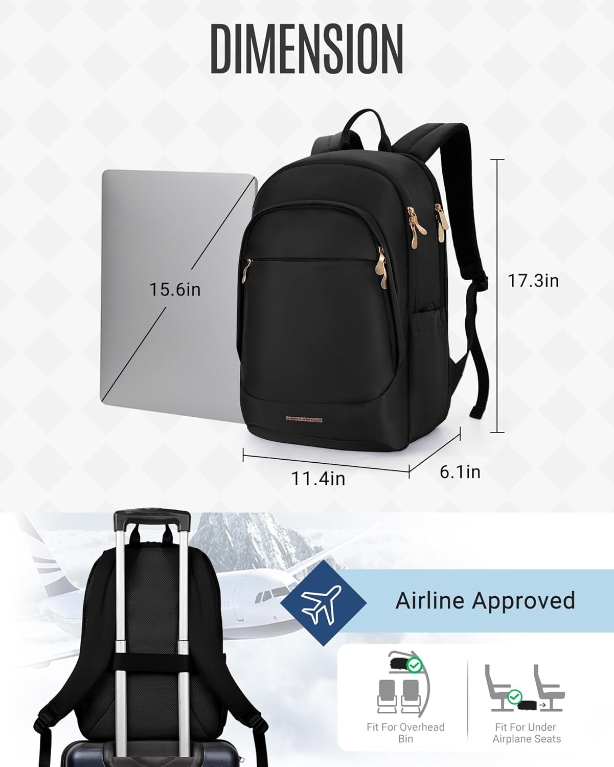 1769322099 LIGHT FLIGHT Travel Backpack for Women 15.6 Inch Laptop Backpack with USB Charging Hole Water Resistant College Bookbag Large Capacity Black Computer Backpacks for Work Black.jpg