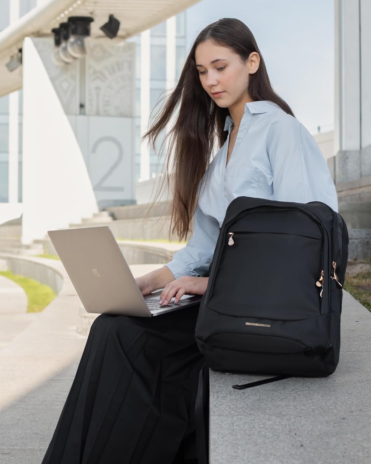 1769322103 LIGHT FLIGHT Travel Backpack for Women 15.6 Inch Laptop Backpack with USB Charging Hole Water Resistant College Bookbag Large Capacity Black Computer Backpacks for Work Black.jpg