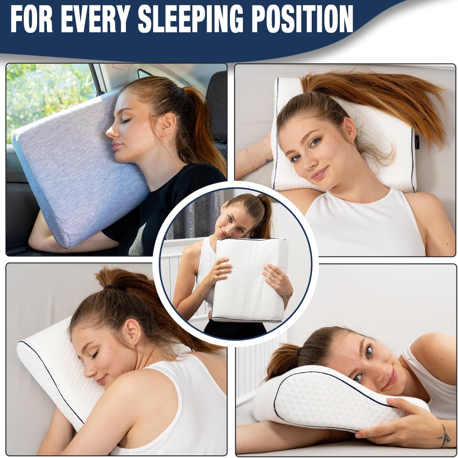 1769323311 alkamto Travel Camping Comfortable Memory Foam Pillow – Easy to Carry Portable Bag – Temperature Regulating Pillow Case White Contour Extra Cover.jpg