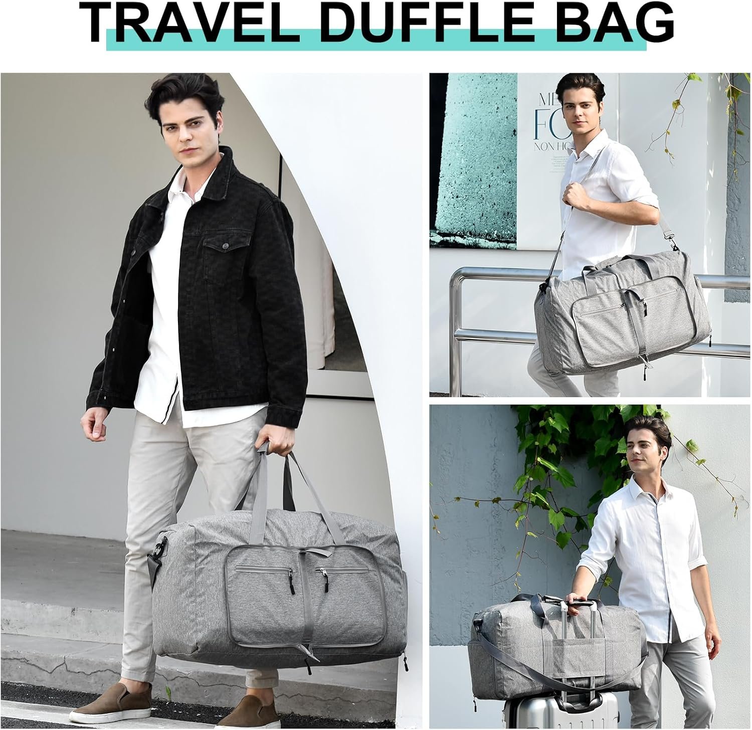 1769323913 Dimayar 65L Travel Duffle Bag for Men Women Foldable Duffel Bag with Shoes Compartment Overnight Bags Waterproof Tear ResistantGray.jpg