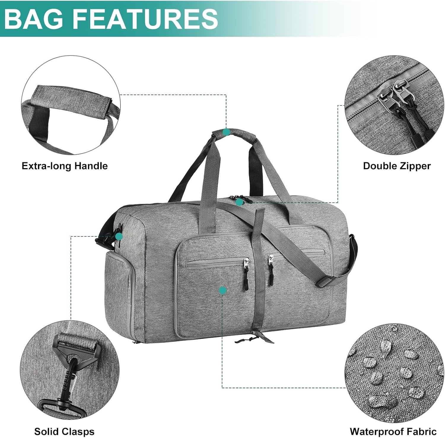 1769323914 Dimayar 65L Travel Duffle Bag for Men Women Foldable Duffel Bag with Shoes Compartment Overnight Bags Waterproof Tear ResistantGray.jpg