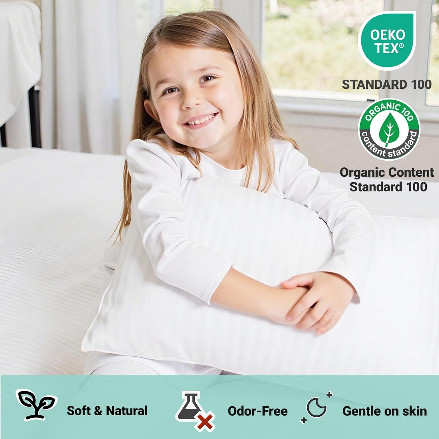 1769329501 ZPECC Toddler Pillow with Pillowcase 13x18 Organic Cotton Hypoallergenic Kids Pillow Baby Essentials for Travel Crib Daycare Stroller Intended for Age 2 and up White Stripe.jpg