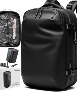 BlackVoyage Vortex Vacuum Seal Travel Backpack 60L Expandable Air Compression System Water Resistant TSA Lock Carry-On Suitcase Luggage Black Zephyr - Vacuum Pump Included