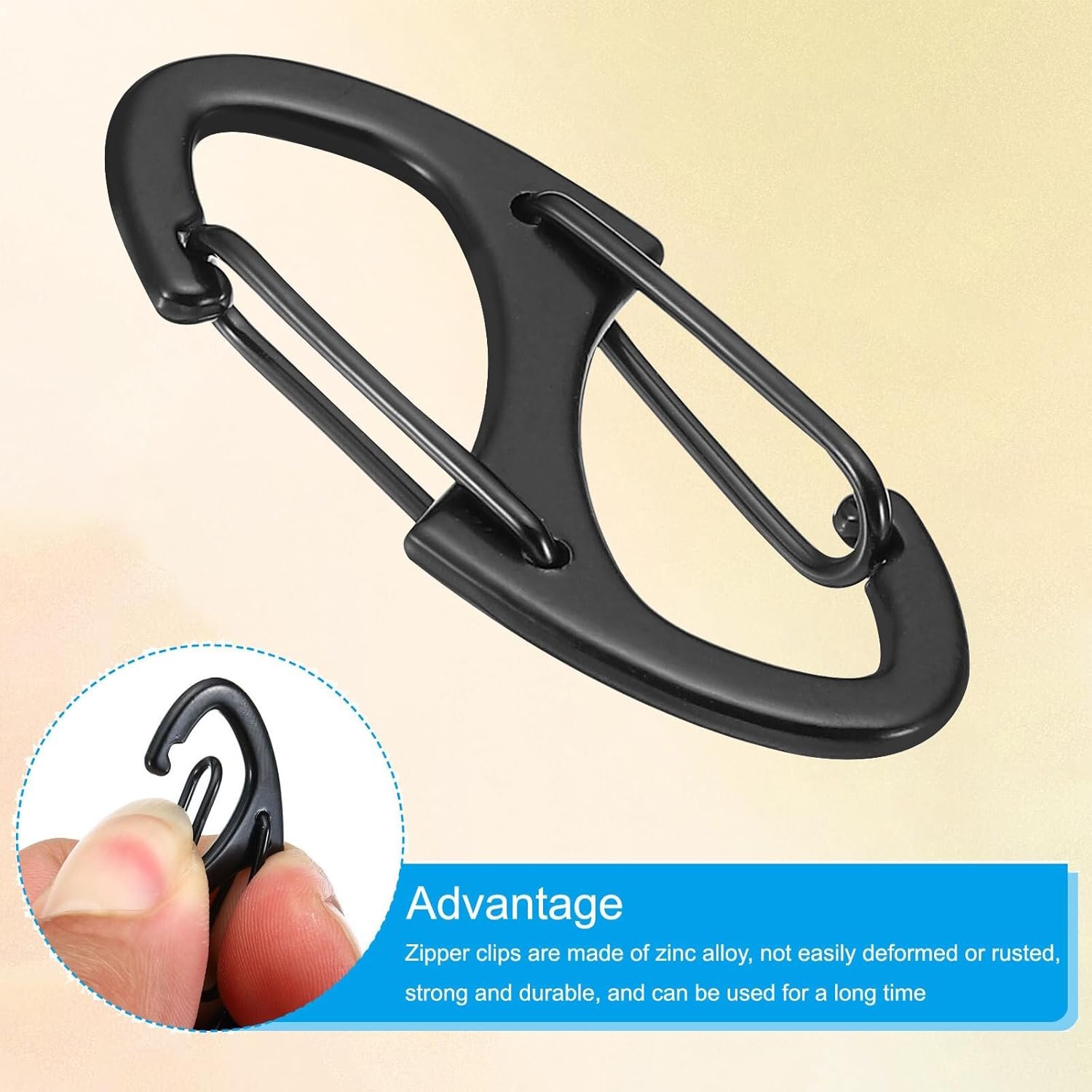 1769335697 9Pcs Zipper Clip Theft Deterrent Double Opening Lock Zipper Pull Replacement Clips Small Carabiner Clips for Bag Luggage Pickpocket Backpack Purse Traveling Camping Suitcase.jpg