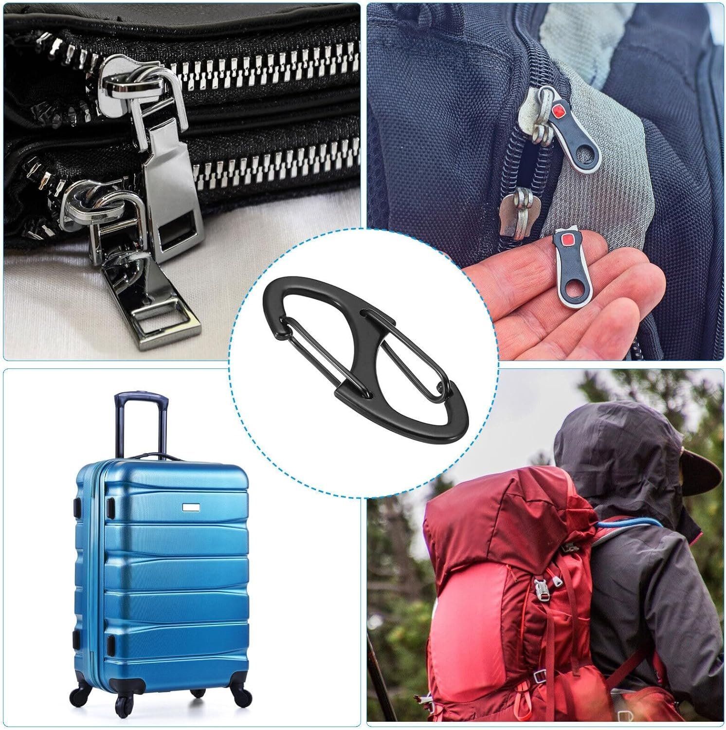 1769335704 9Pcs Zipper Clip Theft Deterrent Double Opening Lock Zipper Pull Replacement Clips Small Carabiner Clips for Bag Luggage Pickpocket Backpack Purse Traveling Camping Suitcase.jpg