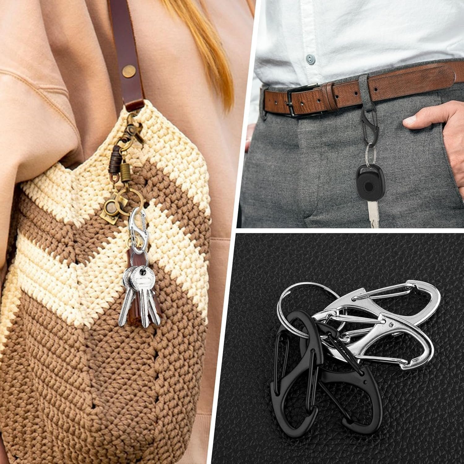 1769335706 9Pcs Zipper Clip Theft Deterrent Double Opening Lock Zipper Pull Replacement Clips Small Carabiner Clips for Bag Luggage Pickpocket Backpack Purse Traveling Camping Suitcase.jpg
