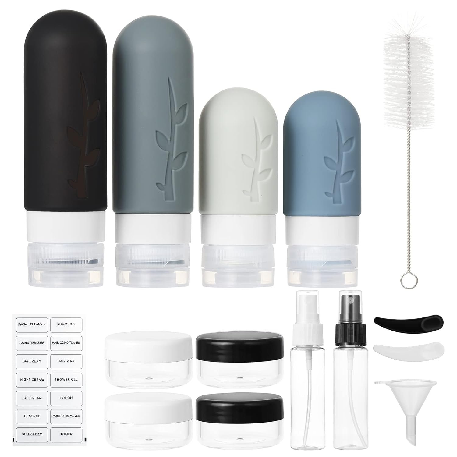 18pack Travel Bottles for ToiletriesTSA Approved Silicone Travel Containers for ToiletriesLeak Proof Refillable Liqus Shampoo And Conditioner travel Essentials toiletry Bottles.jpg