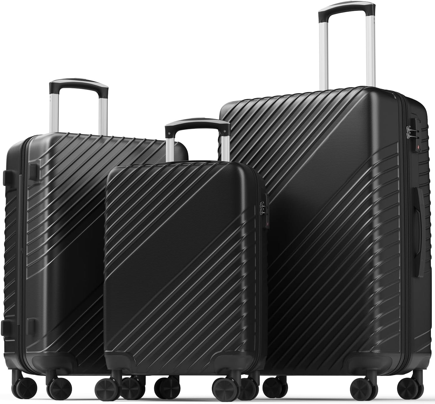 24 Inch Checked Luggage, ABS Hardside Suitcase with Spinner Wheels, Lightweight Medium Luggage with TSA Lock for Women and Men, Expandable Travel Suitcase for Business, Road Trips & Family Vacations