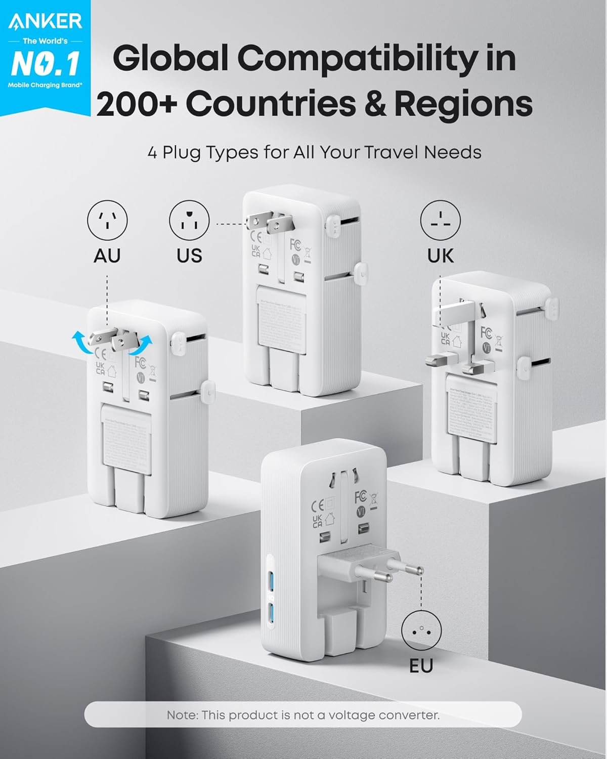 Anker Nano Travel Adapter 5 Port Power Adapter with 1 AC 2 USB A and 2 USB C Ports Smart Temperature Control Compatible with Over 200 Countries Not a Voltage Converter Ideal for Travel 1 Pack.jpg