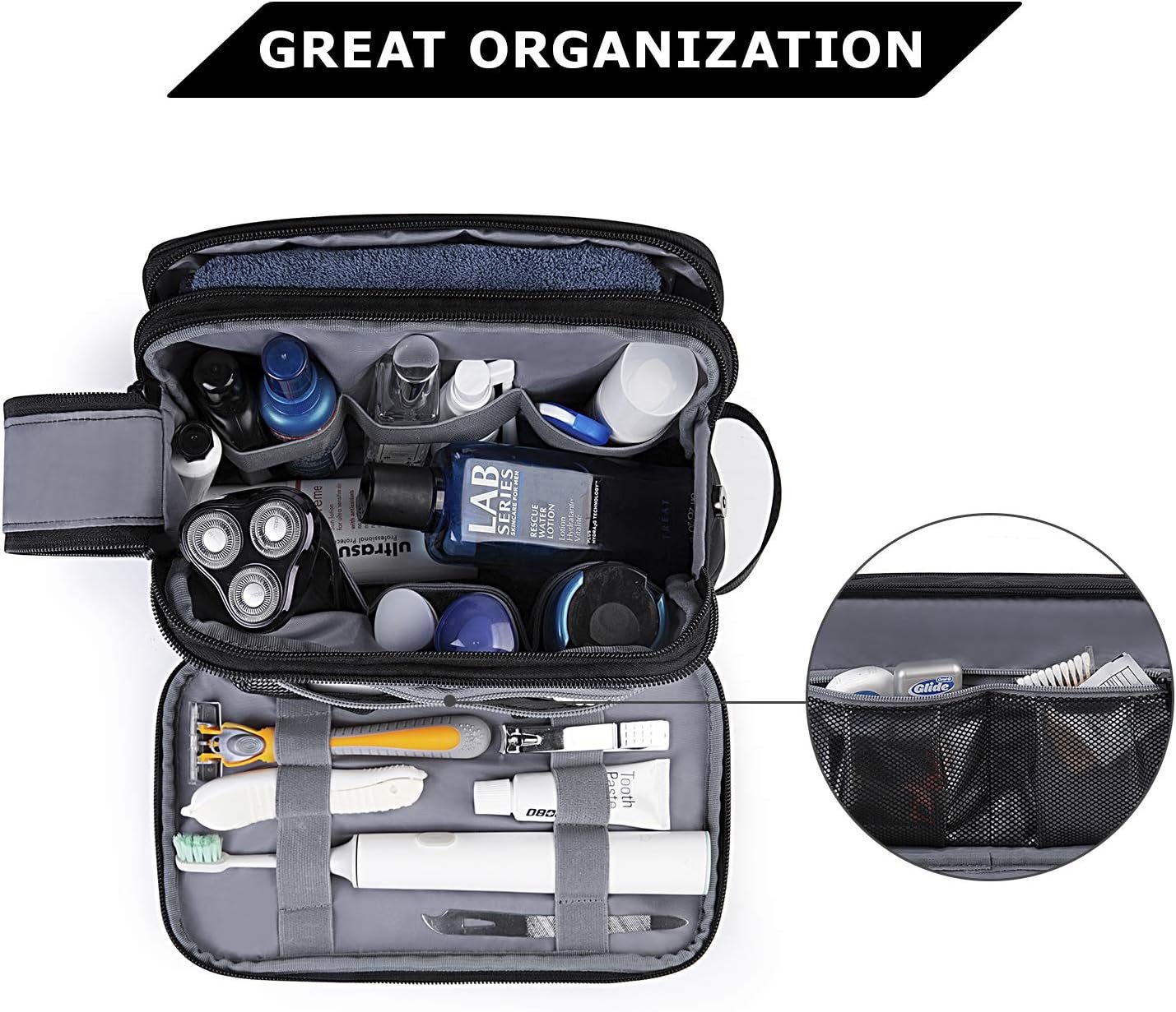 BAGSMART Toiletry Bag for Men Travel Toiletry Organizer Dopp Kit Water resistant Shaving Bag for Toiletries Accessories Door Room Essentials Black medium.jpg