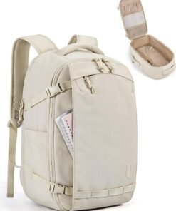 BAGSMART Travel Backpack Women, 15.6 Inch Carry On Backpack Flight Approved, TSA Approved Personal Item Travel Bag, Water Resistant Weekender Bag Luggage Daypack, Beige
