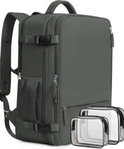Beraliy Travel Backpack for Men Women, Carry On Backpack, 16 Inch Laptop Backpack, Waterproof Hiking Backpack, Casual Outdoor Daypack College Bag, Olive-green