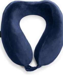 Brookstone Neck Travel Pillow - Lightweight Contoured Memory Foam Stuffable Travel Neck Pillow for Sleeping, Car, & Airplane, Size One Size, Blue