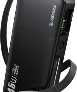 Esoulk Portable Charger Power Bank 45W 10000mAh, Fast Charging Battery Pack with Built-in Retractable USB-C Cable & TFT LED Display, Travel Essential for iPhone 17/16/15, Samsung, MacBook & More