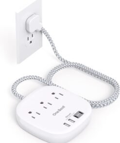 Flat Plug Power Strip, 6ft Ultra Flat Extension Cord - 3 Outlets 4 USB Ports (2 USB C) 22.5W/4.5A Desktop Charging Station, Power Strip No Surge Protection for Cruise Ship, Dorm Room Travel Essentials