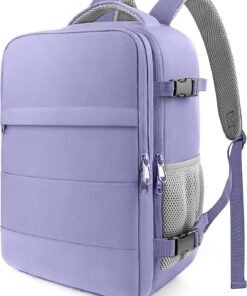 HOTOR Travel Backpack - Flight Approved Travel Bag for Men and Women, Carry on Luggage for 15.6" Laptop and Travel Essentials for Work, Business, Weekender, College 11.8"x7.9"x17.3" (Purple)