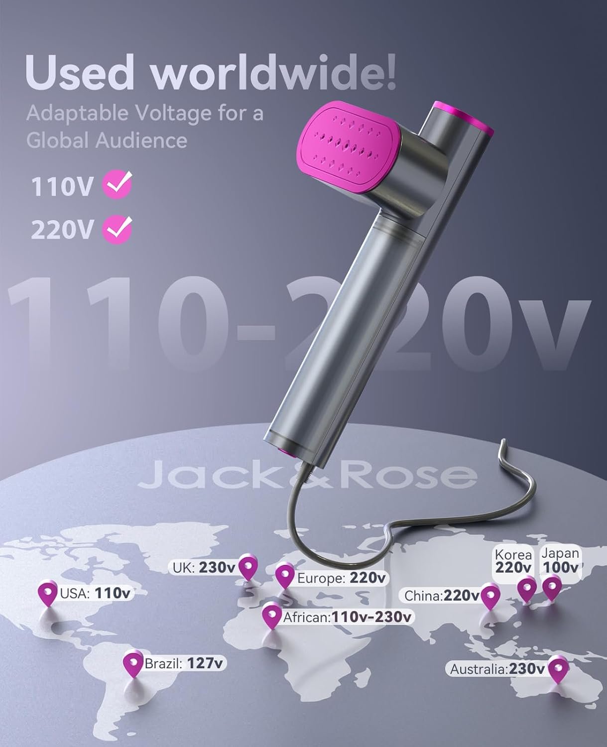 Jack ＆ Rose Travel Steamer for Clothes100 220V Portable Iron15s Heat UpSteamer ＆ Iron 2 In 1 Travel SizeLarge Ceramic Heat Panelfor Global and Europe.jpg