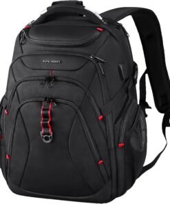 KROSER Travel Laptop Backpack 17.3 Inch XL Computer Backpack with Hard Shell Saferoom RFID Pockets Water-Repellent Business College Daypack Stylish Bag for Men/Women-Black