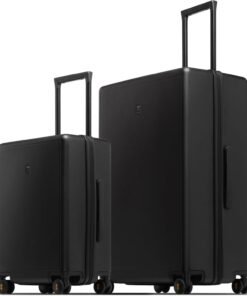 LEVEL8 Luggage Sets 2 Piece, 20/28 inch Hardshell Suitcases Sets, Lightweight Luminous Textured Hardside with Spinner Wheels, Tsa Lock, 2-Piece Set (20/28), Black
