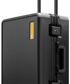 LEVEL8 Zipperless Carry On Suitcase Airline Approved with Aluminum Frame, Hard Shell Luggage with Spinner Wheels, Metal Travel Luggage with Double Tsa Locks, 20 Inch, Black