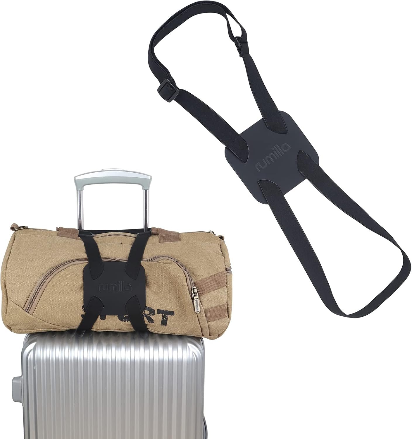 Luggage Straps Bag Bungee， Luggage Straps Suitcase Adjustable Belt，Add a Bag Easy to Travel Suitcase Elastic Strap Belt – (Black)
