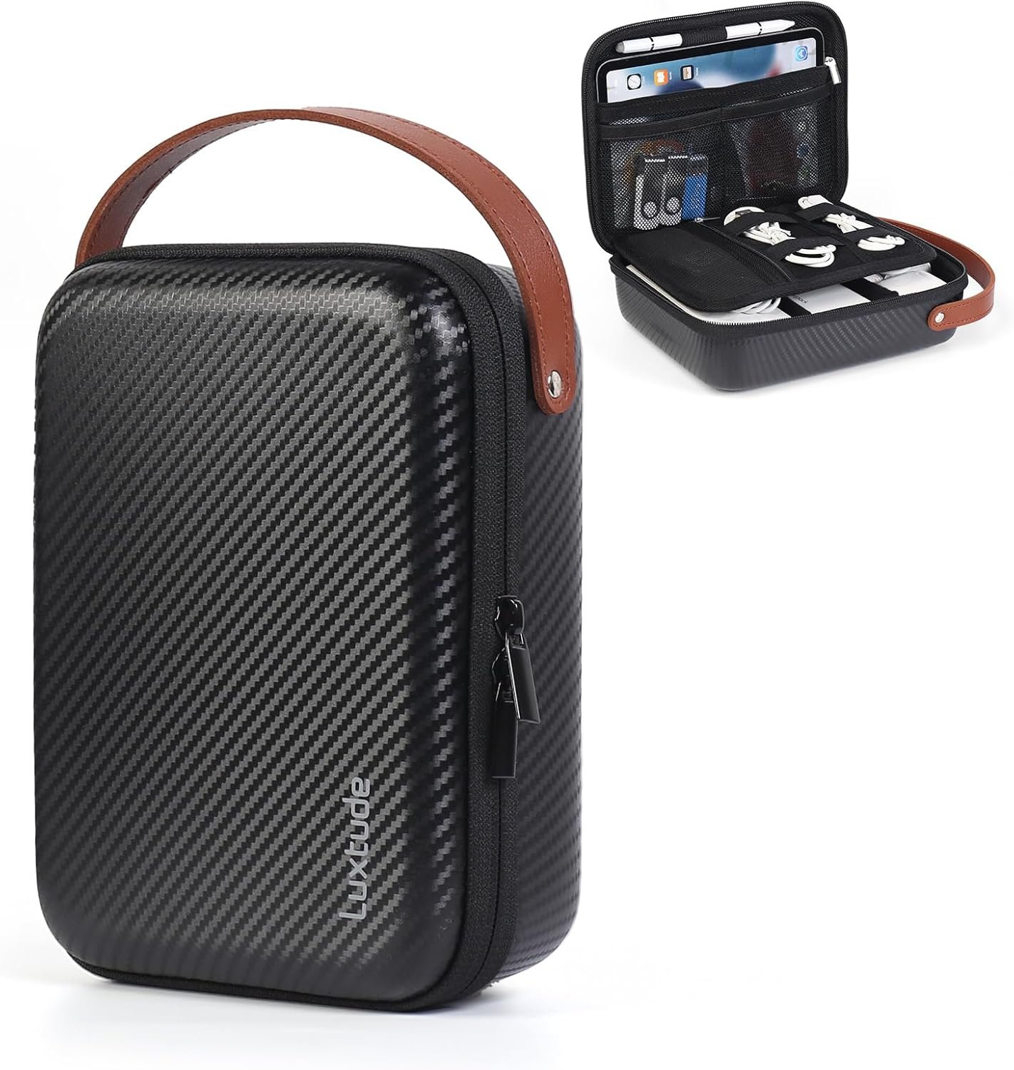 Luxtude Electronics Organizer Travel Case for Chargers and Cords, Hard and Portable Tech Bag, Travel Essentials for Chargers/Mouse/USB Drives/SD Cards, Tech Gifts