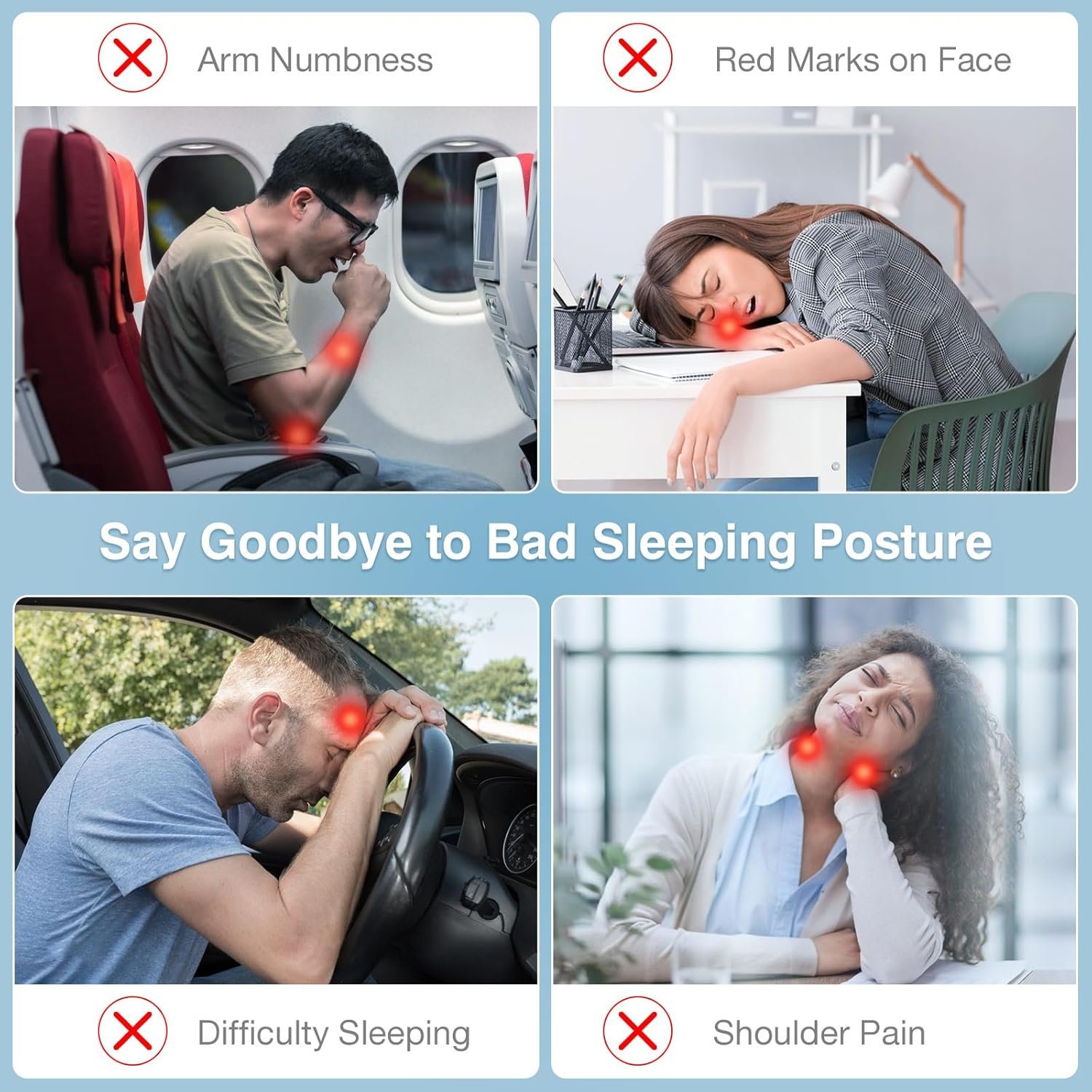 MoKo Inflatable Travel Pillow Comfortable Neck Pillow with Storage Bag Support Shoulder and Neck to Avoid Pain for Airplane Train Office Car Travel Home Gray.jpg