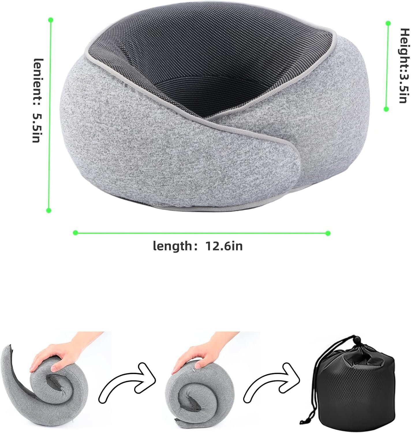 Neck Pillow for TravelingPremium Memory Foam Travel Pillow Removable Washable Neck Pillow Cover， Suitable for AirplanesOffices and Cars.jpg