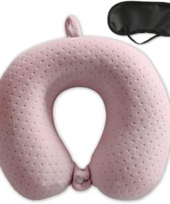 Neck Pillows for Sleeping Travel Pink Travel Pillow Comfortable U Shape Memory Foam Pillows Neck and Head Support Portable Travel Neck Pillow Suitable for Planes, Trains, Self-Driving Cars