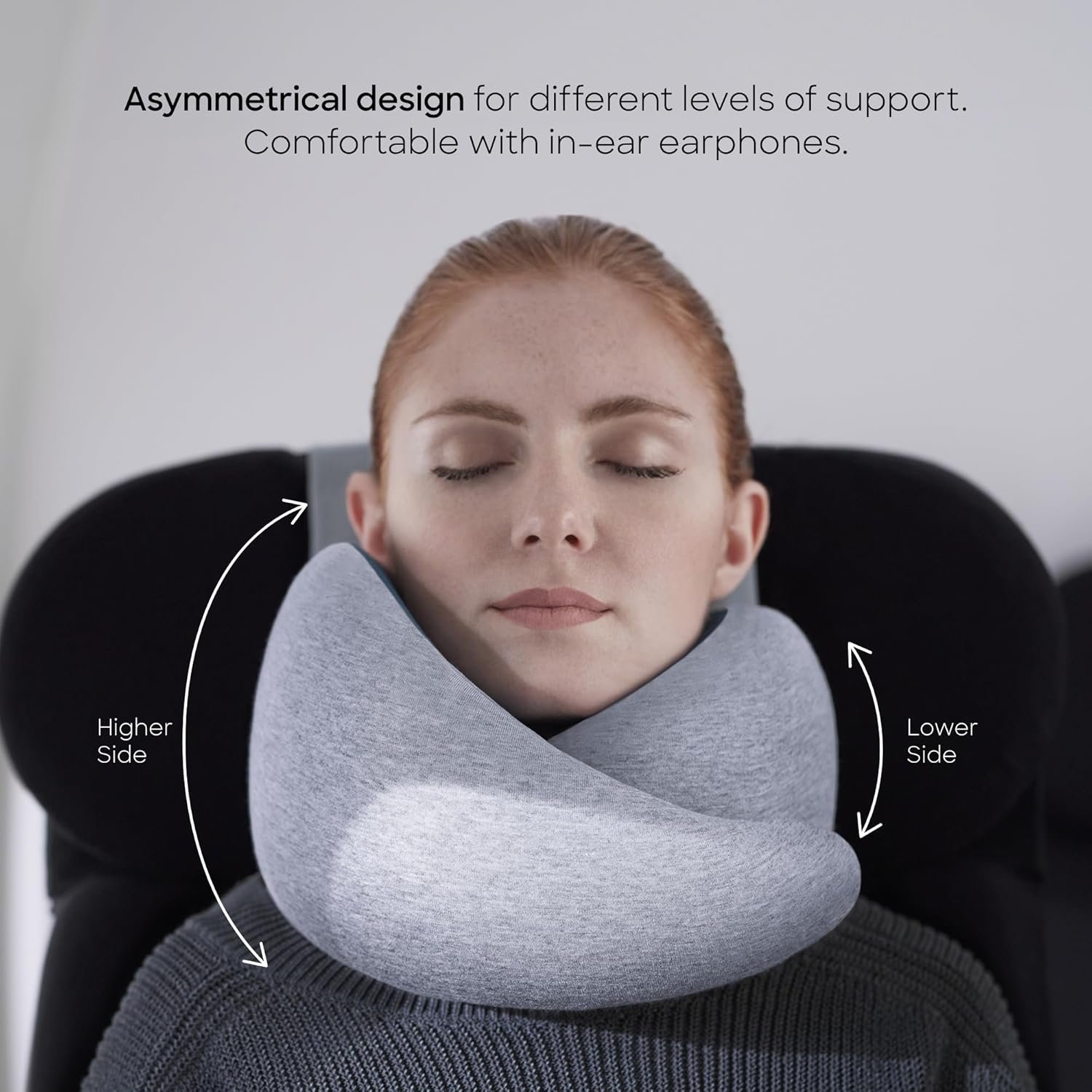 Ostrichpillow Go Neck Pillow Travel Pillows for Airplanes Premium Memory Foam Travel Pillow 360o Ergonomic Design Asymmetrical Sides Travel Bag Included Washable Modal Cover.jpg
