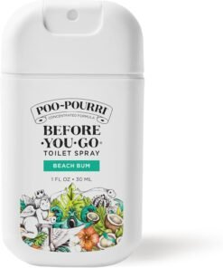 Poo-Pourri Before-You-Go Pocket Toilet Spray, Travel Essentials, Beach Bum, 1 Fl Oz, Up to 50 Uses, On-The-Go Bathroom Odor Deodorizer with Essential Oils, TSA Approved Size, Coconut Orchid Scent