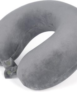 SAIREIDER Travel Pillows for Sleeping Airplane 100% Pure Memory Foam Neck Pillow for Airplanes Washable Cover(Grey)