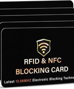 SaiTech IT 5 Pack RFID Blocking Card, One Card Protects Entire Wallet Purse, NFC Contactless Bank Debit Credit Card Protector ID ATM Guard Card Blocker–(Black)