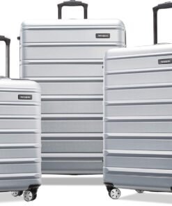 Samsonite Omni 2 Hardside Expandable Luggage with Spinner Wheels, 3-Piece Set (19/24/28), Artic Silver