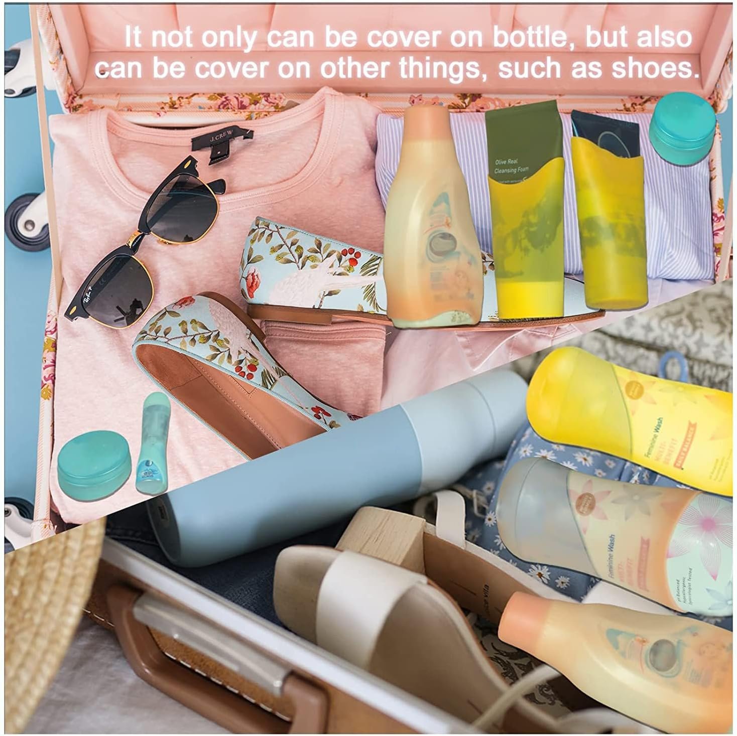 Silicone Bottle Covers Travel Essentials for Women Men Beach Vacation Essentials Travel Size Toiletries Accessories Cruise Ship Essentials 2025 Must Haves Leak Proofing.jpg