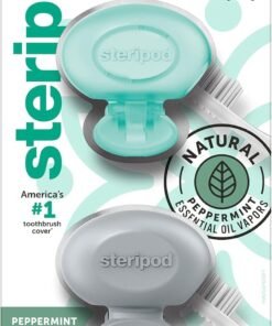 Steripod Clip-On Toothbrush Protector with Peppermint Essential Oils, Keeps Toothbrush Fresh and Clean, Travel Accessories, Fits Most Manual and Electric Toothbrushes, 2 Count