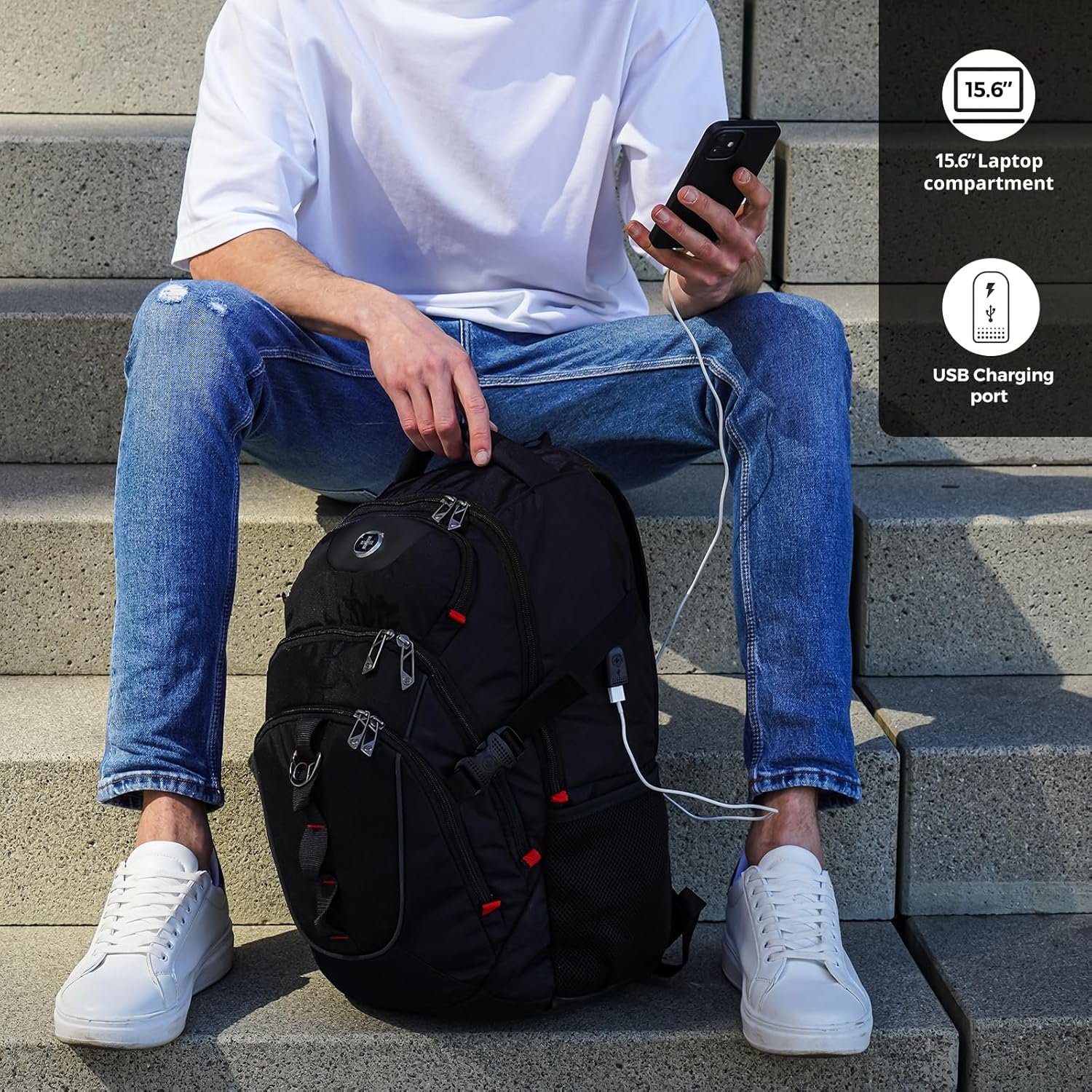 Swissdigital Design Laptop Backpack with USB Charging Port Travel Backpack Fits 15.6 inches Computer 31L College School Backpack for Men Black SD803 01.jpg