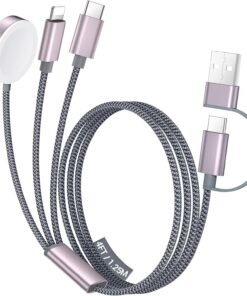 Temdan for Travel Essentials,3 in 2 USB C Cable for Apple Watch Charger/for iPhone 17 Charger,Multi Charging Cable Cord,Vacation Camping Essentials,Portable Designed for iWatch &for iPhone 16-12-4FT