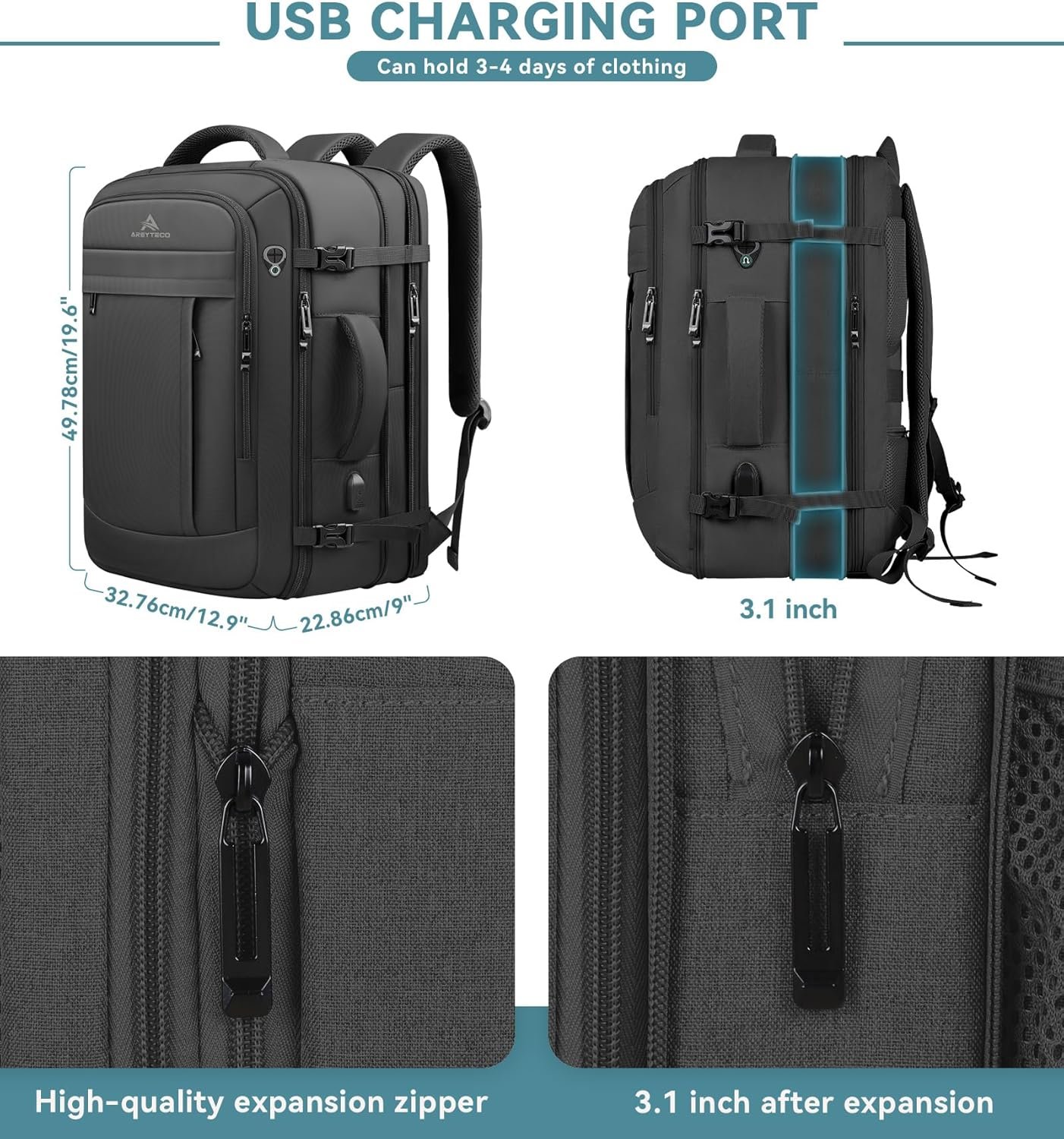 Travel Backpack 50L Expandable Extra Large Laptop Backpack Carry On Backpack Water Resistant Business Suitcase Daypack Bag Fits 17 Inch Laptops Travel Gifts for Men Women Black.jpg