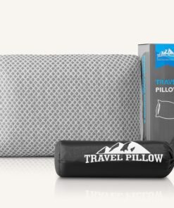 Travel Pillow Memory Foam Pillows, Camping Pillow-Compressible Medium Firm, Breathable Cover, Ideal Backpacking Hiking, Bed Pillows, Airplane and Car (Light Grey, S)