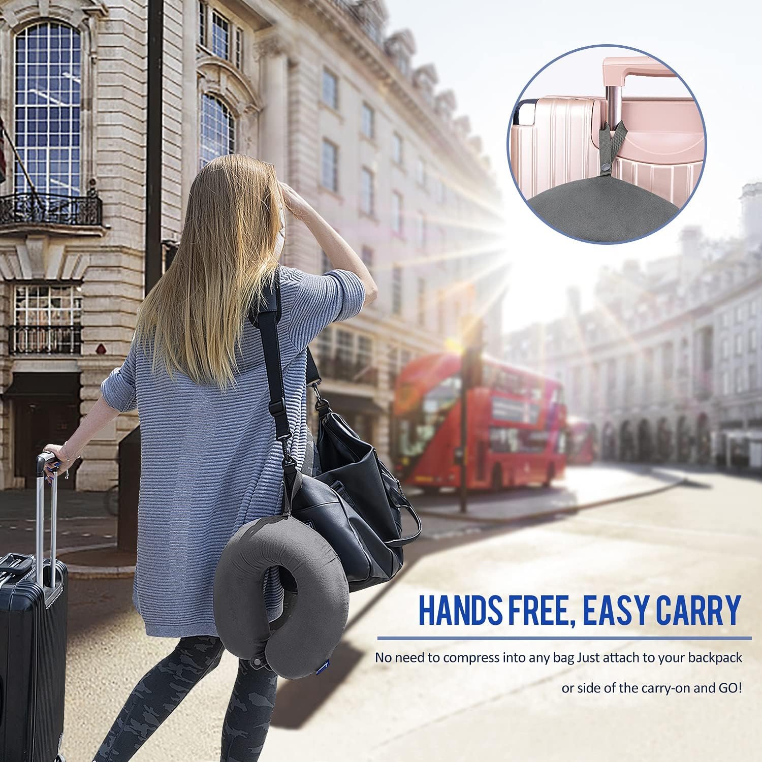 Travel Pillow Memory Foam for Airplanes Neck Pillow for Traveling Car Home Flight Pillow for Sleeping with Attachable Snap Strap Soft Washable Cover Provide Head Neck Support Rest Dark Gray.jpg